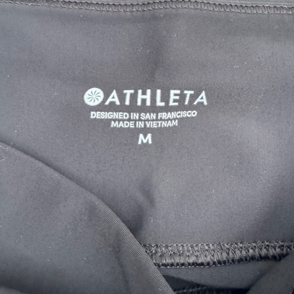 Athleta Stellar Tight Slim Leggings Womens M Black EUC Perforated Zip Pocket - Picture 3 of 7